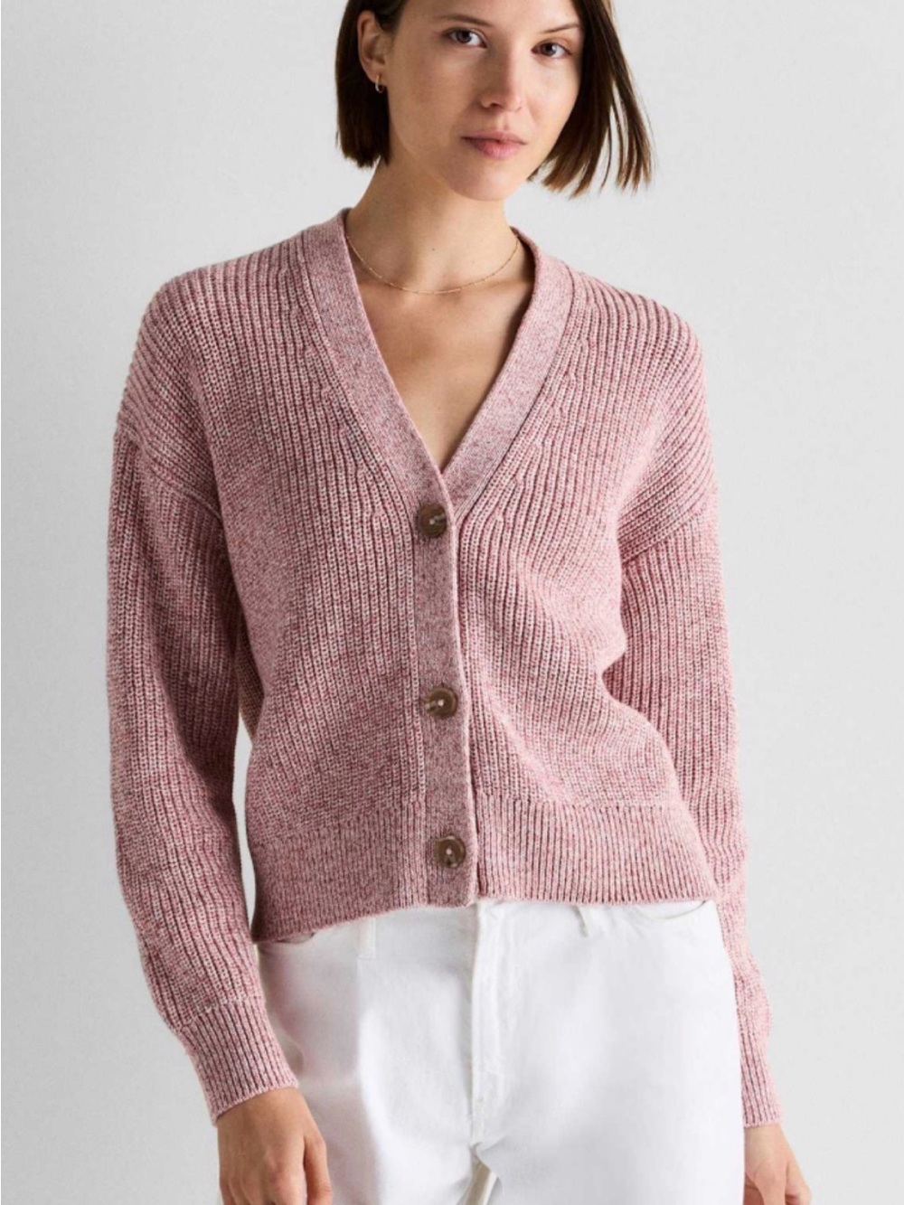 Quince 100% Organic Cotton Fisherman Boxy Cropped Cardigan size S